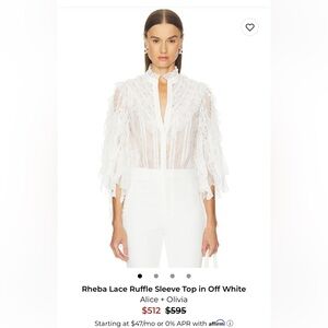 Rheba Lace Ruffle Sleeve Top in Off White
Alice + Olivia